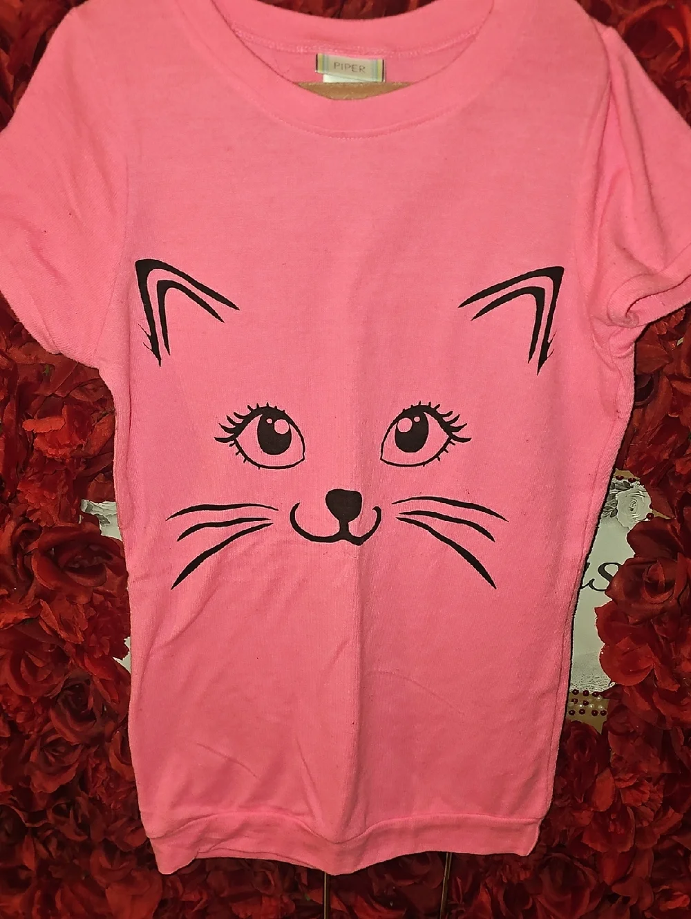 Piper Girls Pink Cat Face Mini Dress Size 10/12